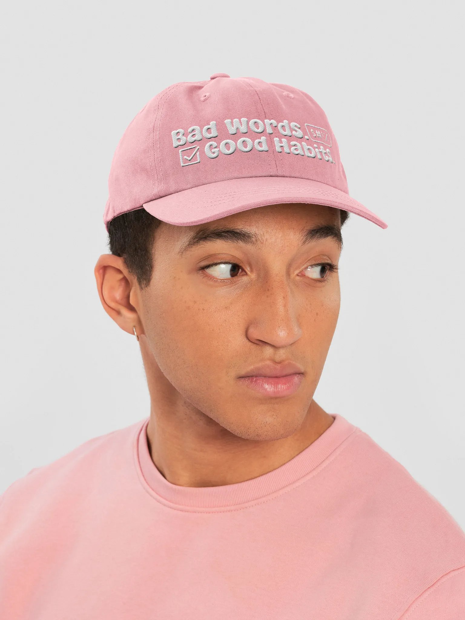 Bad Words Good Habits PASTEL PINK Dad Cap! product image (6)