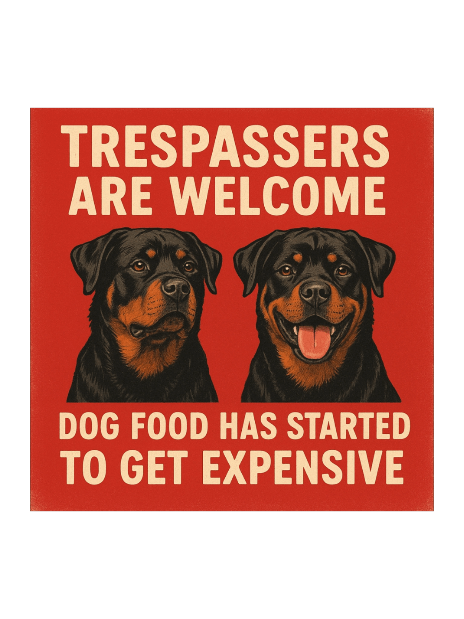 Rottweiler - Trespassers are welcome, dog food has started to get expensive - Sticker product image (1)