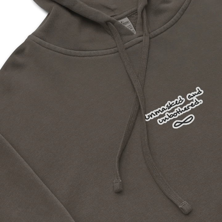 UNMASKED AND UNBOTHERED embroidered pigment hoodie (bubble design) product image (1)
