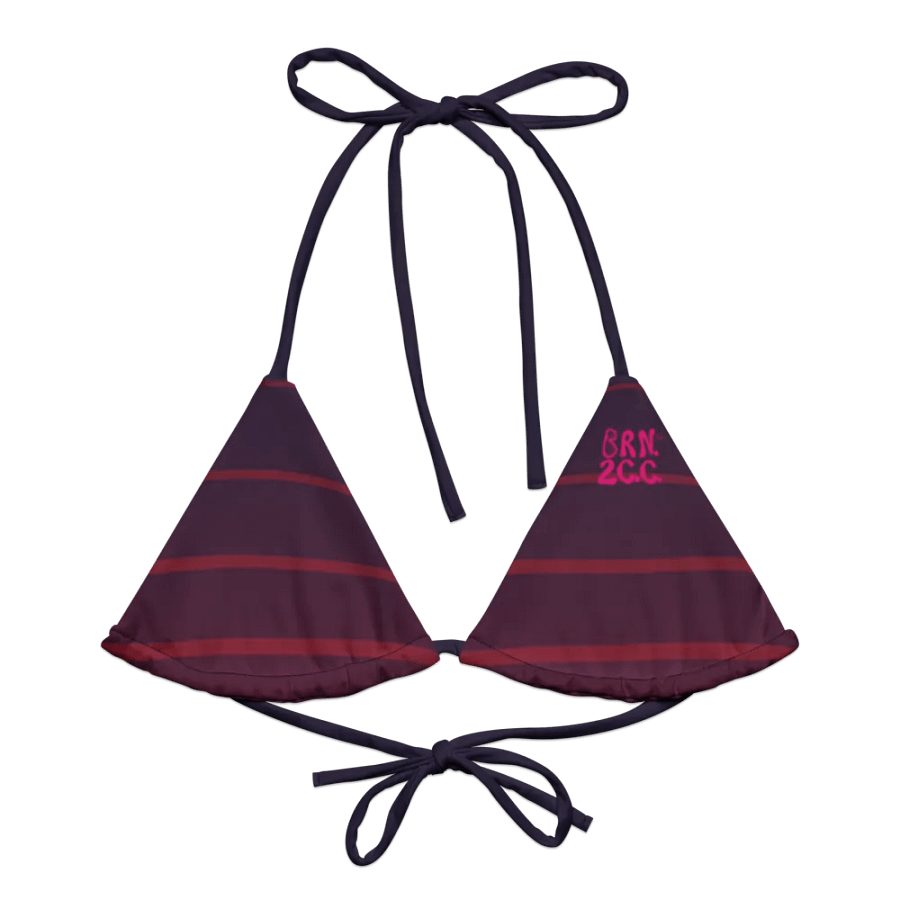 Purple Stripes String Bikini TOP – BOURNE to Cape Cod™ | Pink Logos product image (1)
