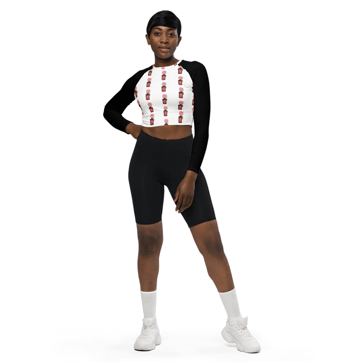 Cinestil Rose Pattern Black Jersey Sleeved Crop Top product image (1)