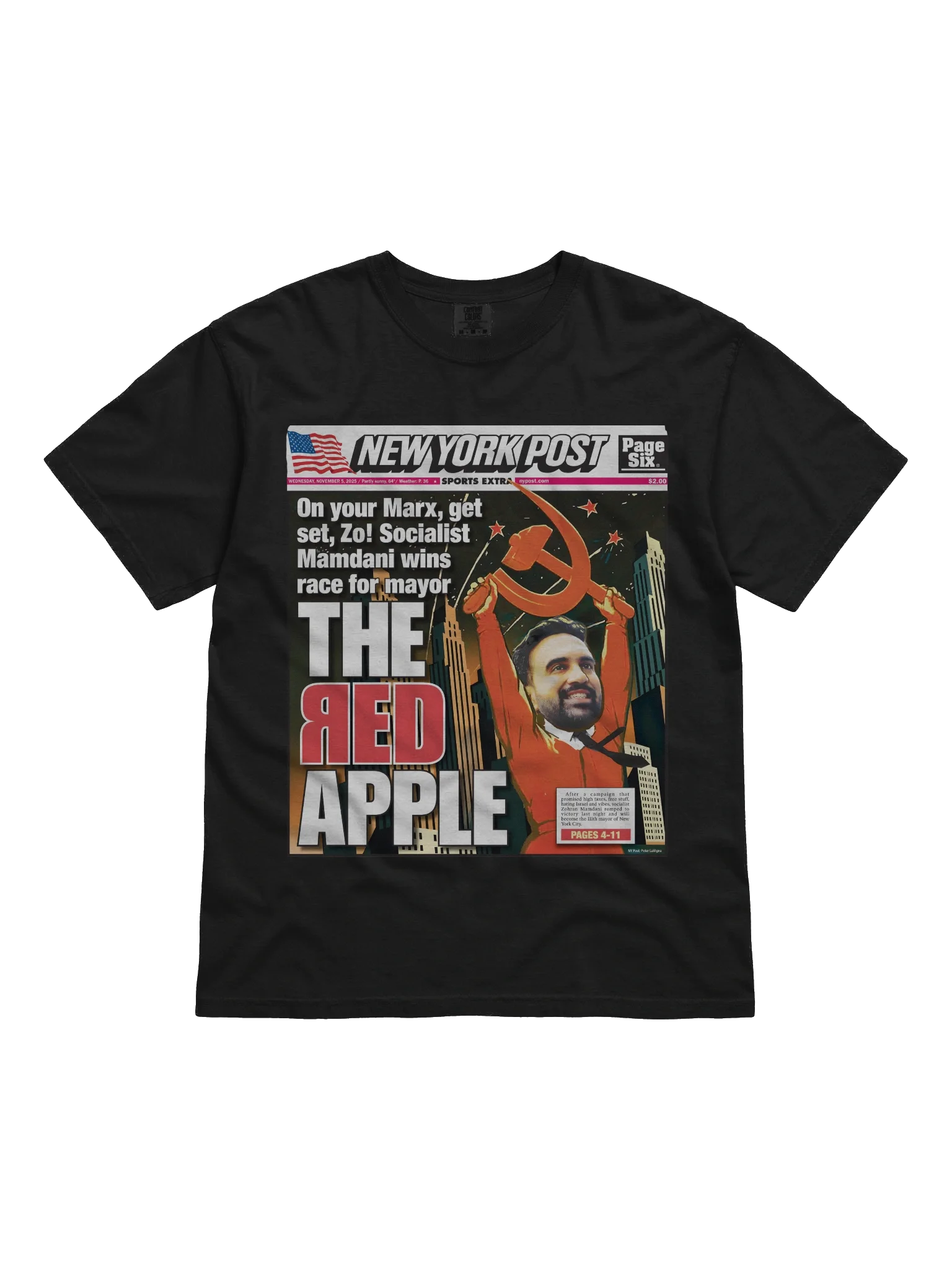 The Red Apple New York Post Zohran Mamdani T-shirt product image (1)
