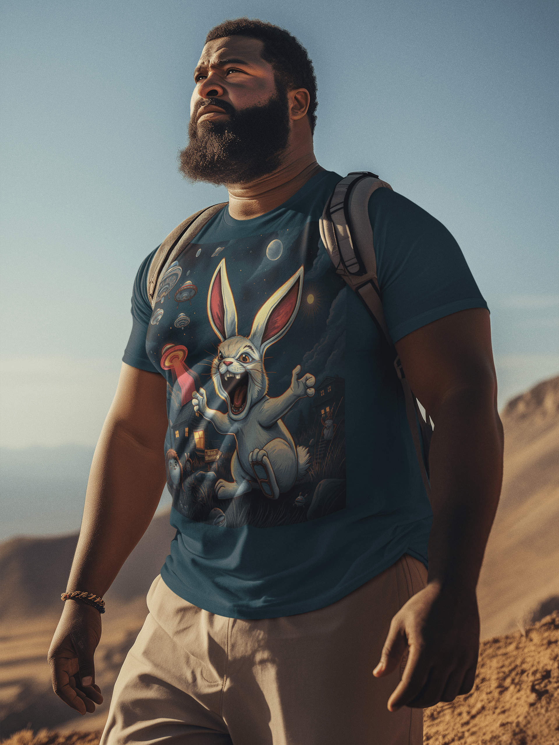 Bad Bunnie Drones Attack Heavy T-Shirt product image (1)