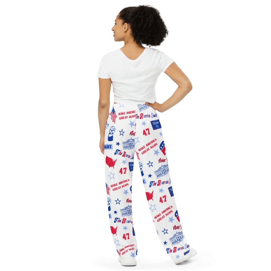 Trump 2024 Republican Patriot Make America Great Again White Pattern Unisex Pajama Pant product image (4)
