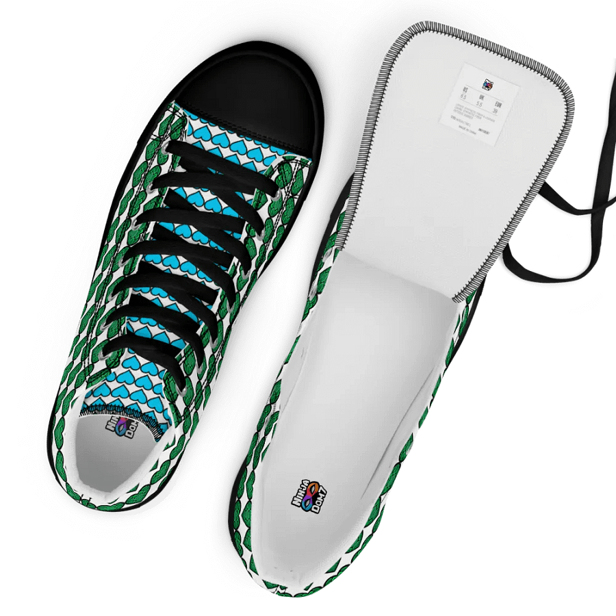 Ninja Teal Heart Women's High Top Canvas Shoes product image (6)