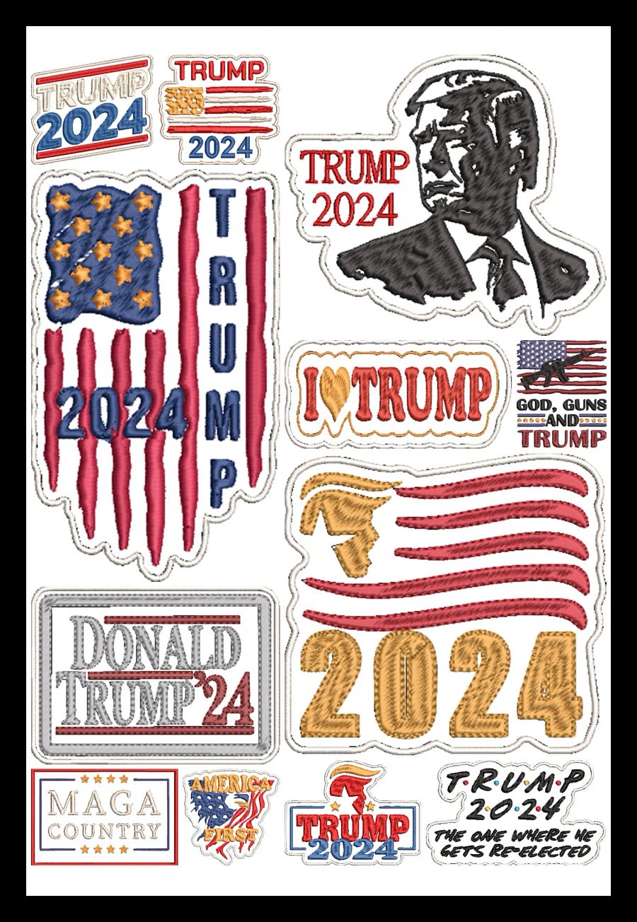 2024 Trump Machine Embroidery Pattern Bundle D product image (1)