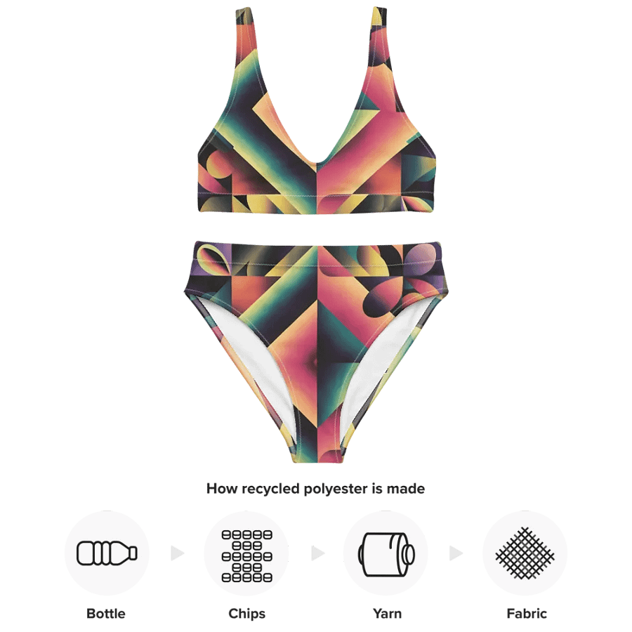 Abstract Lithographic Pattern Design High Waisted Bikini - V7 product image (3)