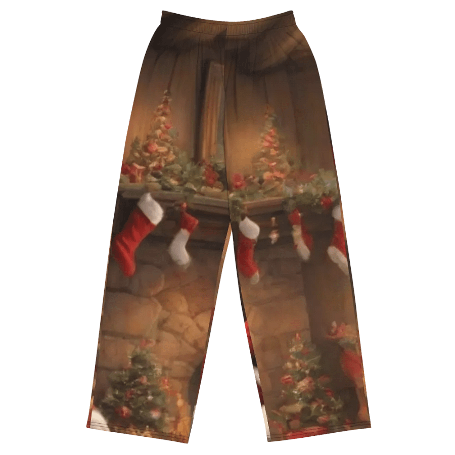 544-Christmas Gift Ideas for Parents, Christmas Gifts for Mom-All-Over Print Unisex Wide-Leg Pants, pants-Polyester, Elastane-Christmas-Santa's Cozy Interlude product image (4)