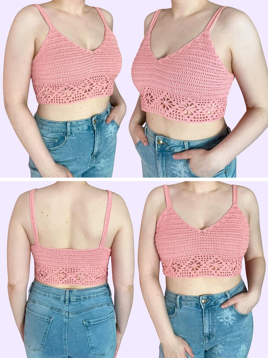 Crochet Pattern: Floral Diamond Crop Top, Sizes XS-XL or Made to Measure product image (2)