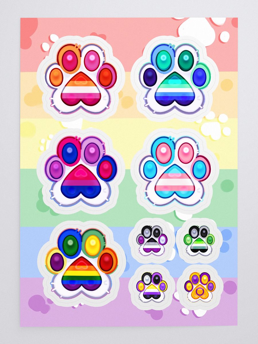 LGBTQ+ Medley Pride Paw Prints Sticker Sheet product image (3)