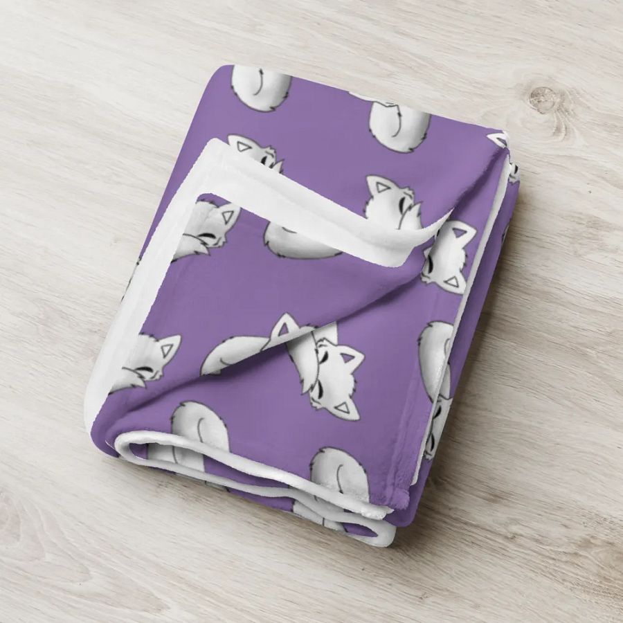 Sleepy Fox Throw Blanket with Purple Background product image (10)