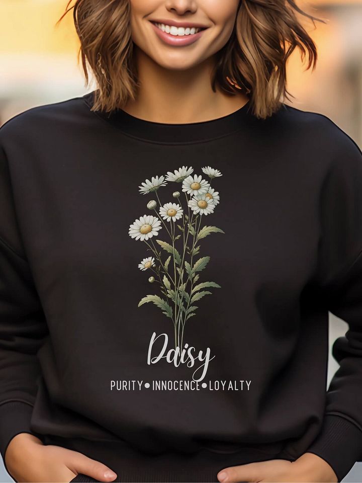 April Birth Month Inspirational Daisy Flower Sweatshirt: Purity Innocence Loyalty product image (1)