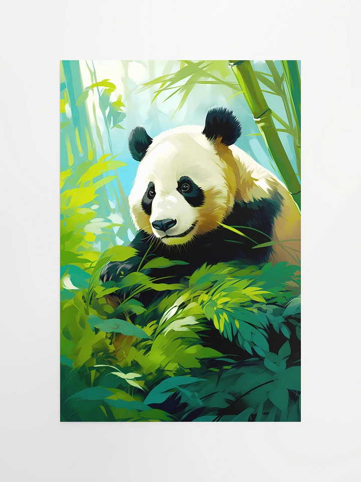 Cute Panda Bear Surrounded by Luscious Bamboo Wild Nature Matte Poster product image (2)