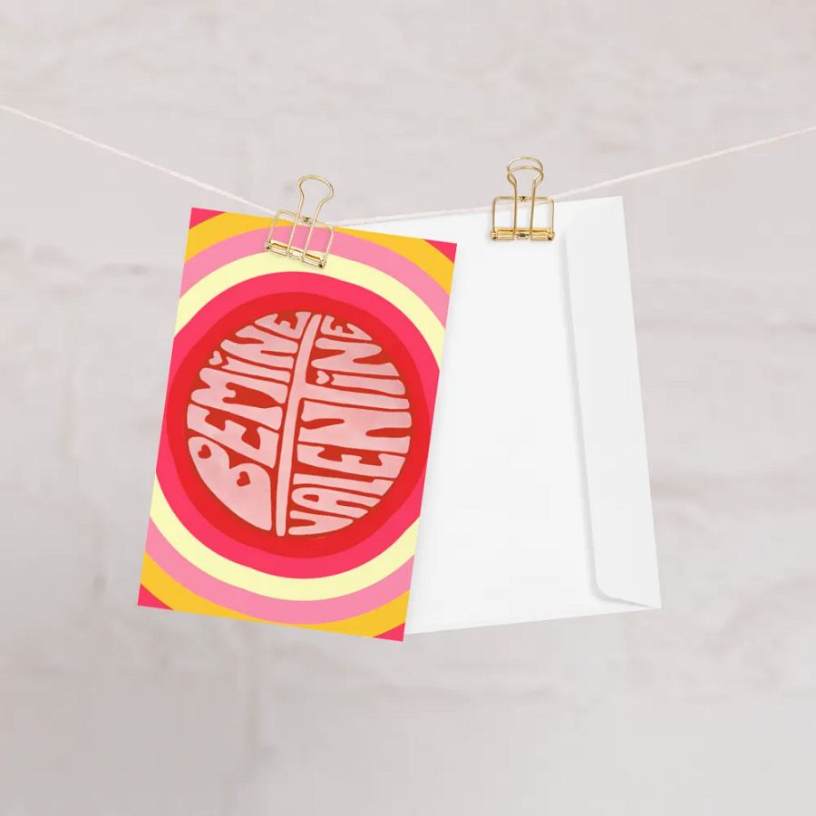 Be Mine Valentine retro landscape greetings card product image (12)