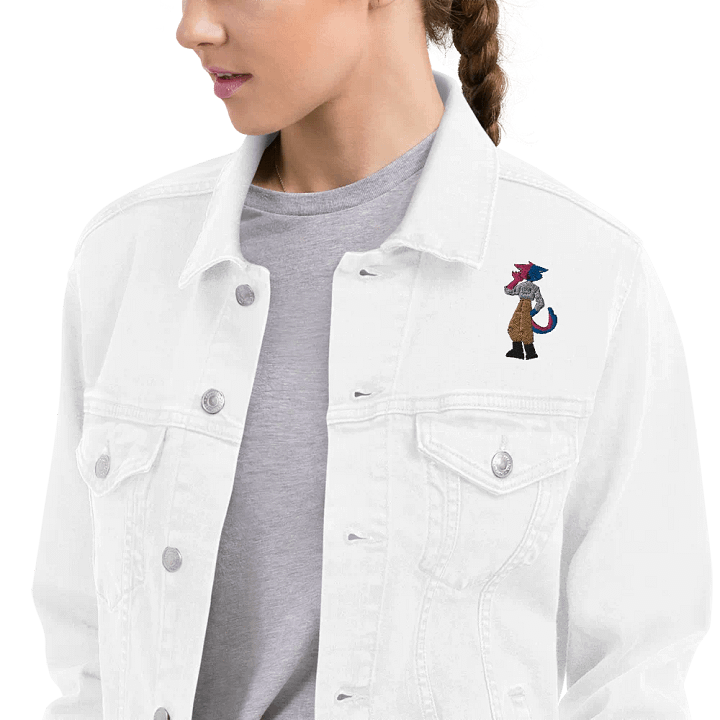embroidered soupcat yawn jean jacket product image (1)