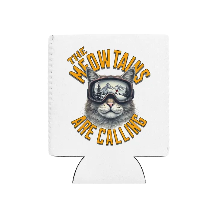 The Meowtains Are Calling Cat Skiing Coozie Can Cooler product image (1)