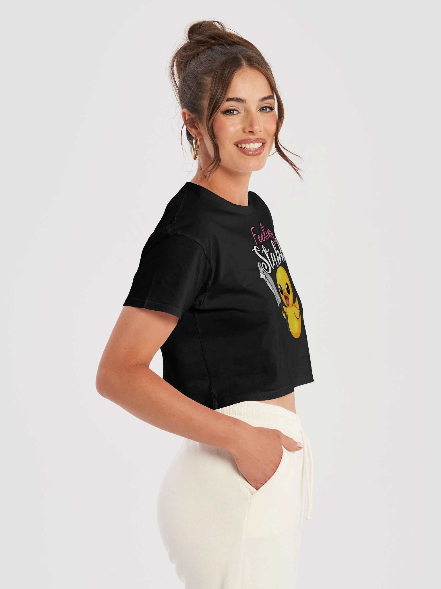 Stabby Duck Womens Black Crop Top 100% Cotton Womenswear Streetwear product image (21)