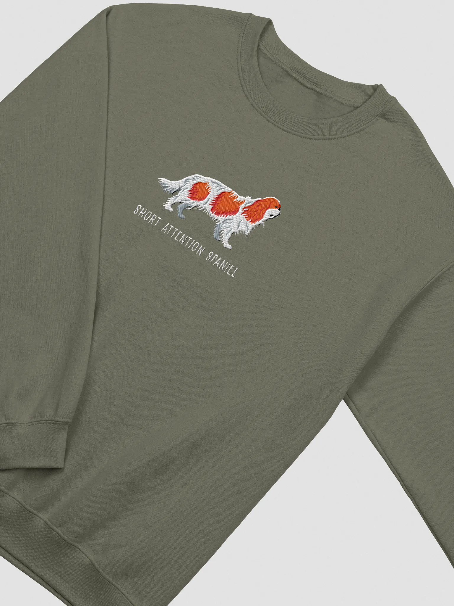 Short Attention Spaniel Sweatshirt (Embroidered) of a King Charles Spaniel(Blenheim) product image (6)