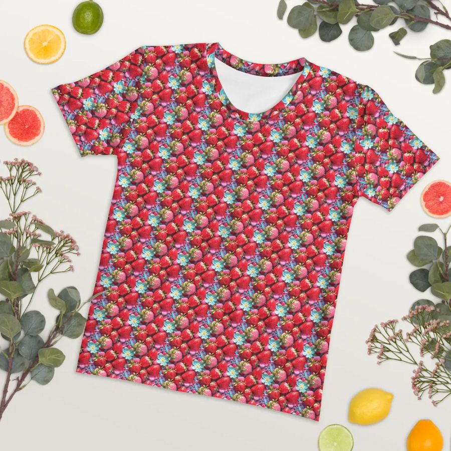 Cute Strawberry Pattern All Over Print T-shirt product image (7)