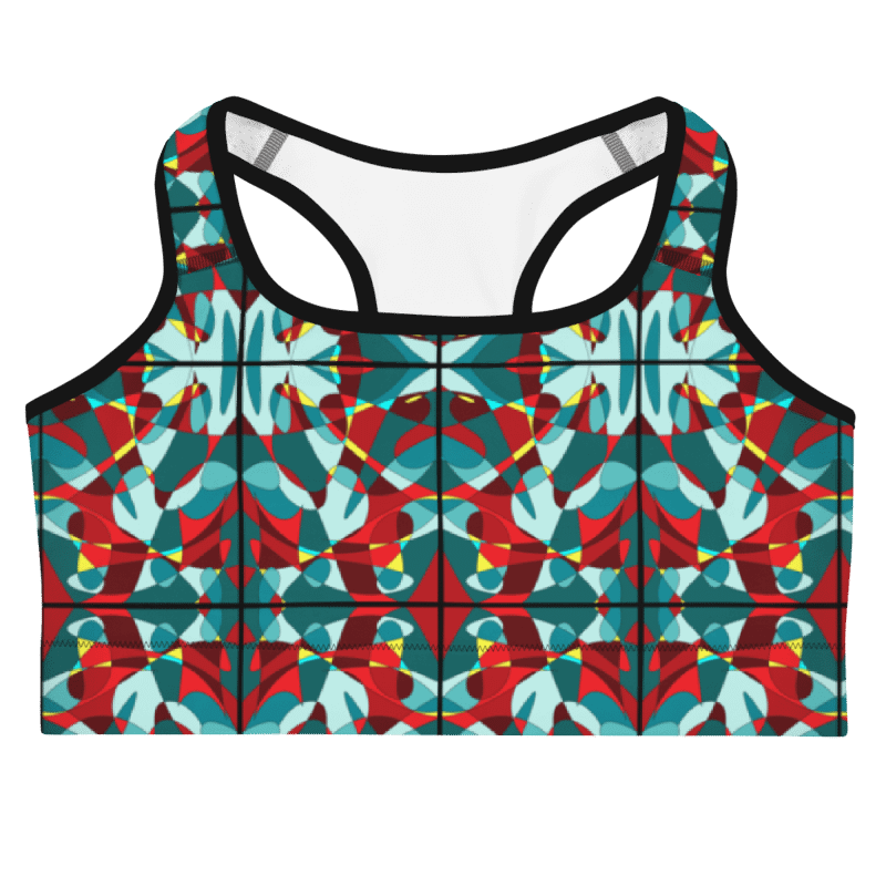 Green Stained Glass – Vibrant Green Pattern Basic Sports Bra product image (1)
