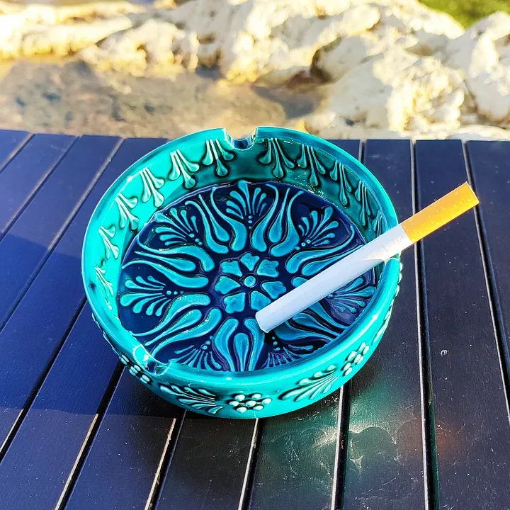 Handmade Turquoise Ceramic Ashtray – Unique Artisanal Home Decor, directly from the shores of the Bosphorus! product image (1)