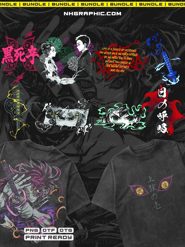 Kimetsu no Yaiba | Demon slayer t-shirt PNG designs bundle 9 back and front files product image (2)