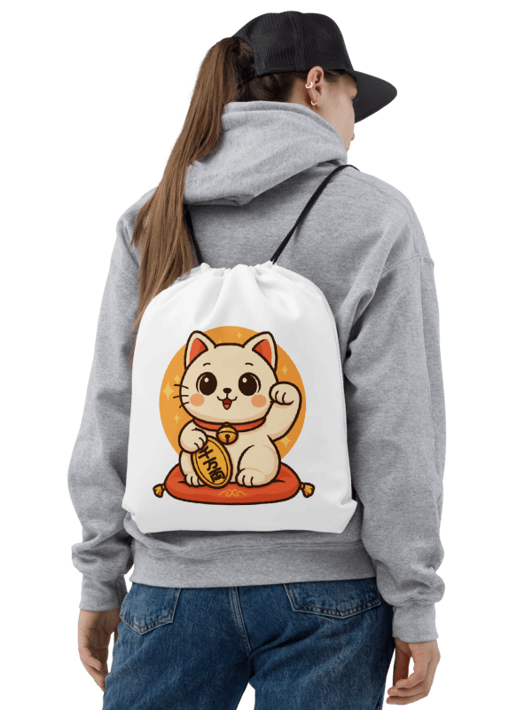 Lucky Cat Charm Drawstring Bag product image (2)