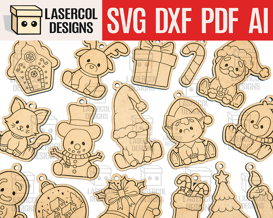 Christmas Ornaments Bundle Set 1 (+60) - Laser Cut Files product image (4)