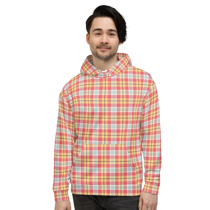 Coral Pink, Yellow, and Mint Green Plaid Hoodie product image (2)