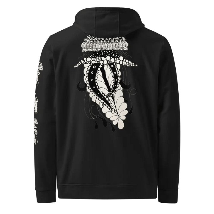 Monochrome Floral Jellyfish Fleece Hoodie product image (2)