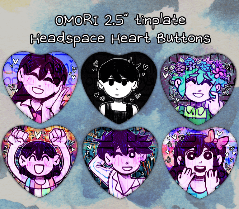 OMORI - Headspace Heart Buttons (Leftover Stock) product image (1)