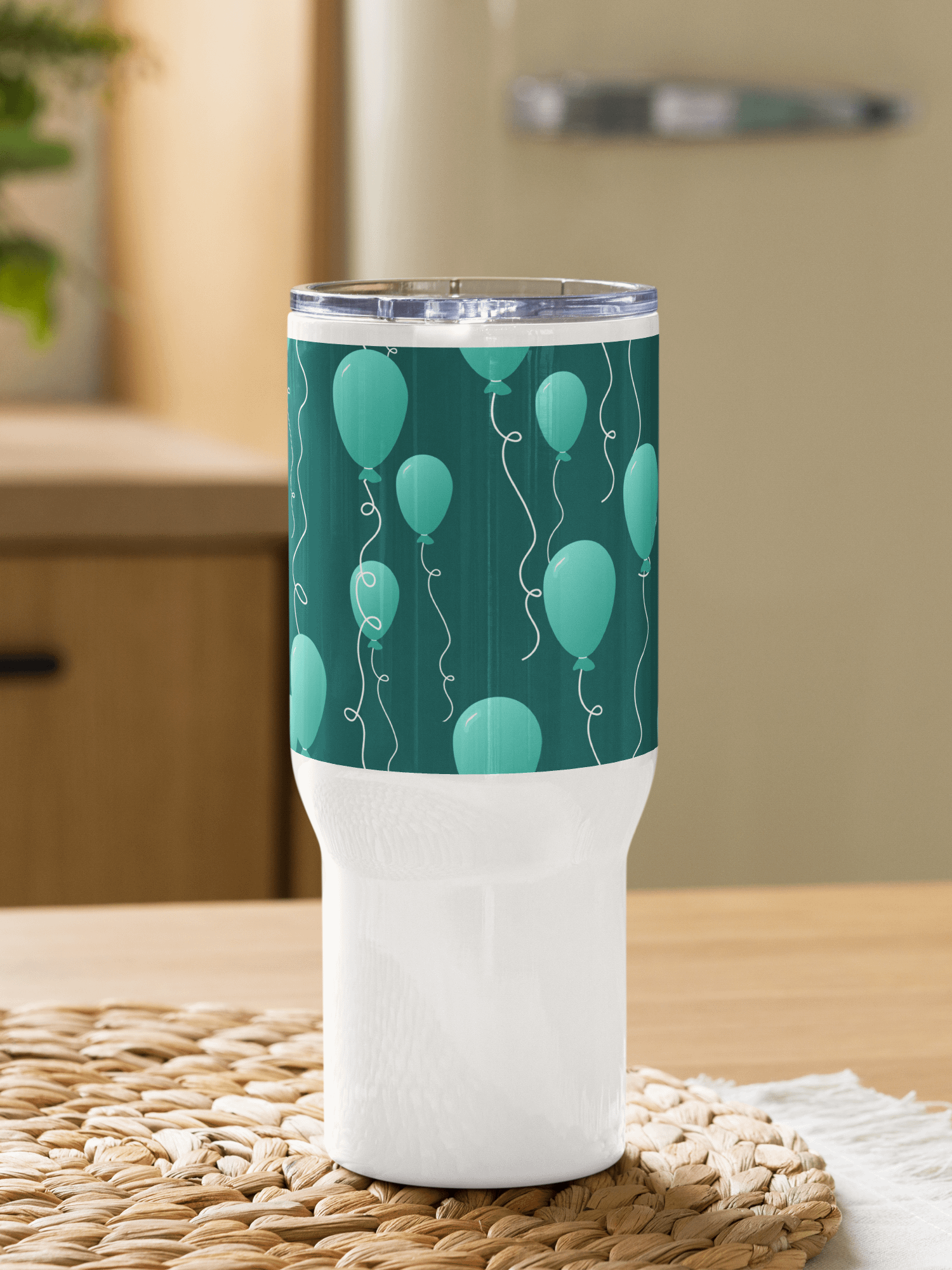 Party Time! Teal Balloon Stainless Steel Travel Mug with Handle product image (10)