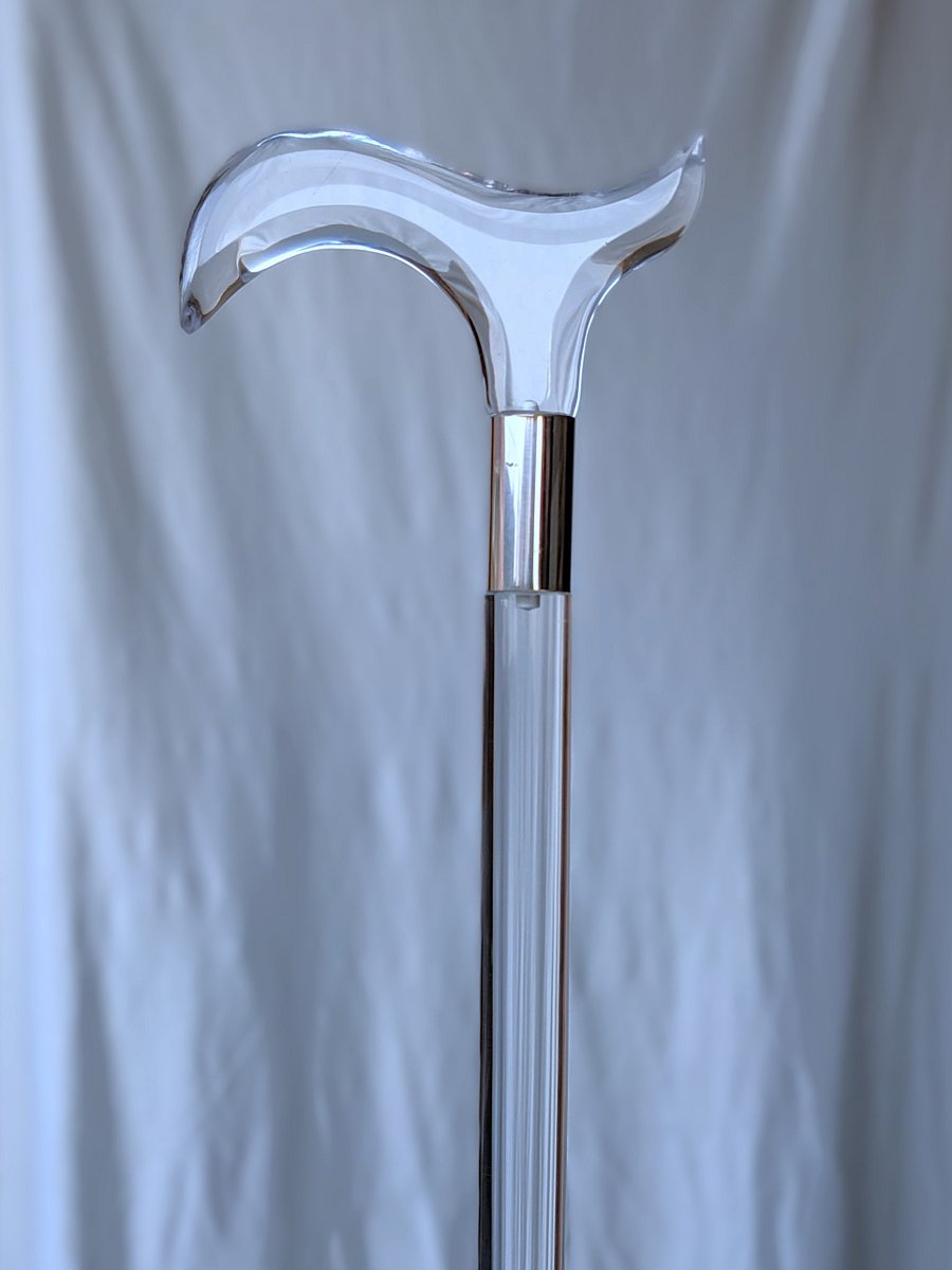 Derby Handle Clear Acrylic Walking Cane – Stylish Invisible & Ergonomic Mobility Aid for Men and Women Modern Handcrafted Stick product image (1)