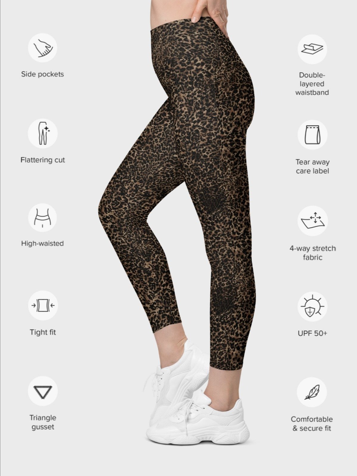 Leggings with Pockets "Chic Dark Brown Leopard" Printed product image (6)