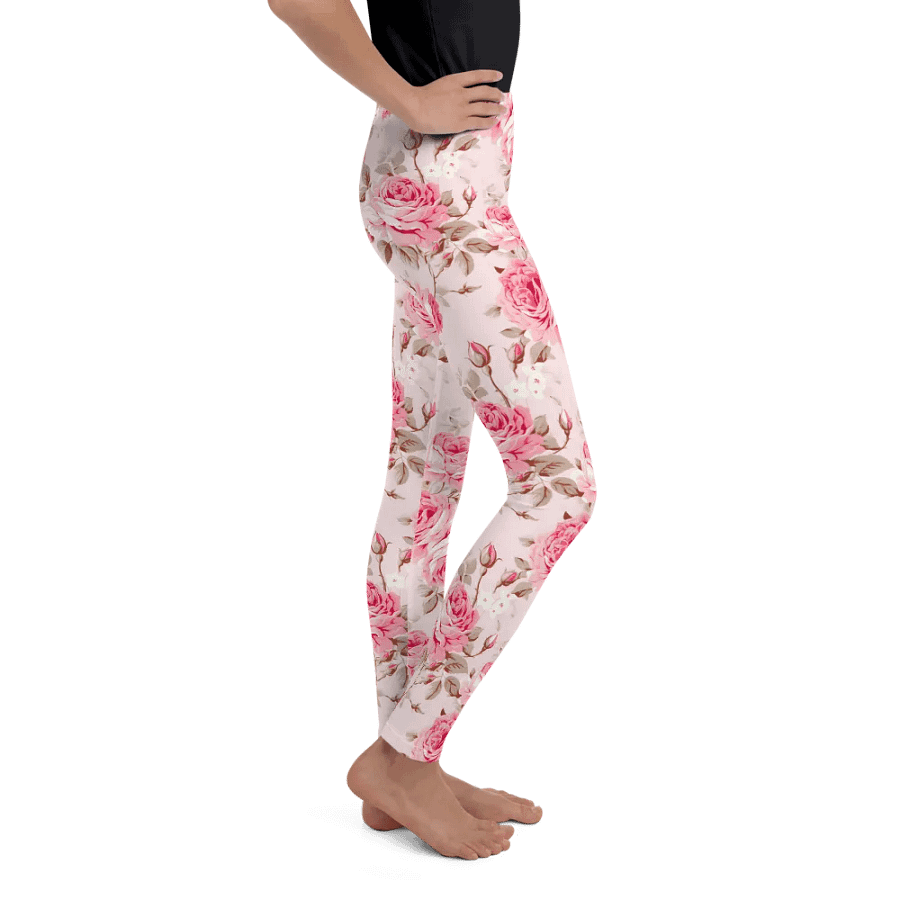 Girl's Large Pink Roses Leggings product image (3)