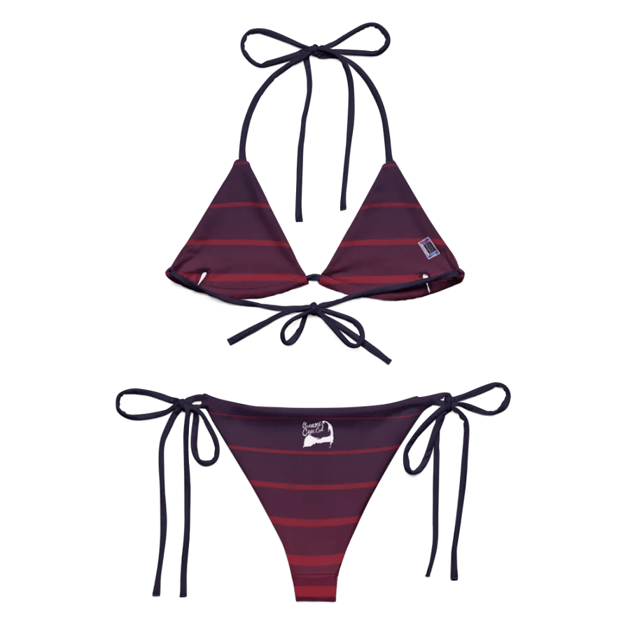 Purple Stripes String Bikini Set – BOURNE to Cape Cod™ | White Logos product image (2)