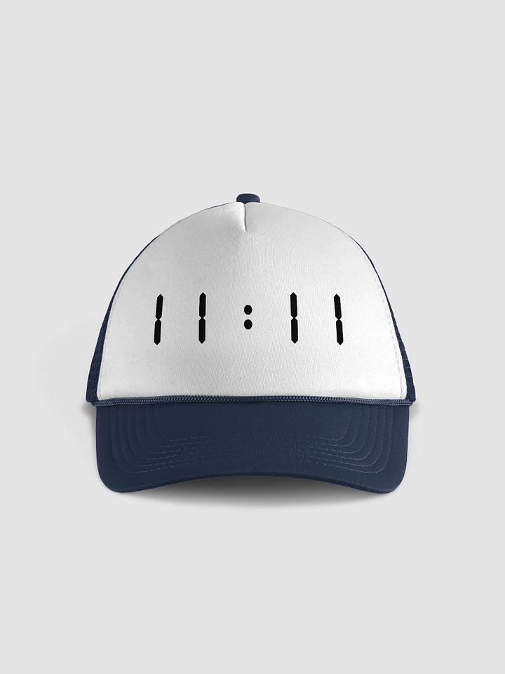 11:11 Foam Fusion Trucker Cap Black Font product image (1)