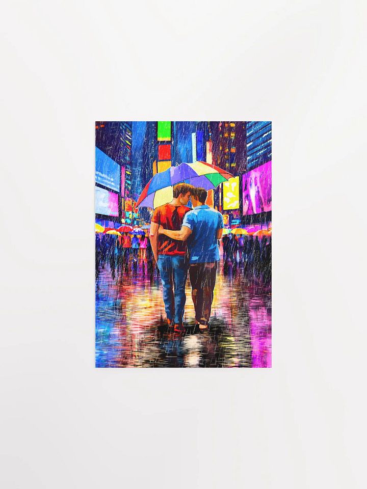 Rain In Times Square - Gay Couple Art Matte Poster product image (2)