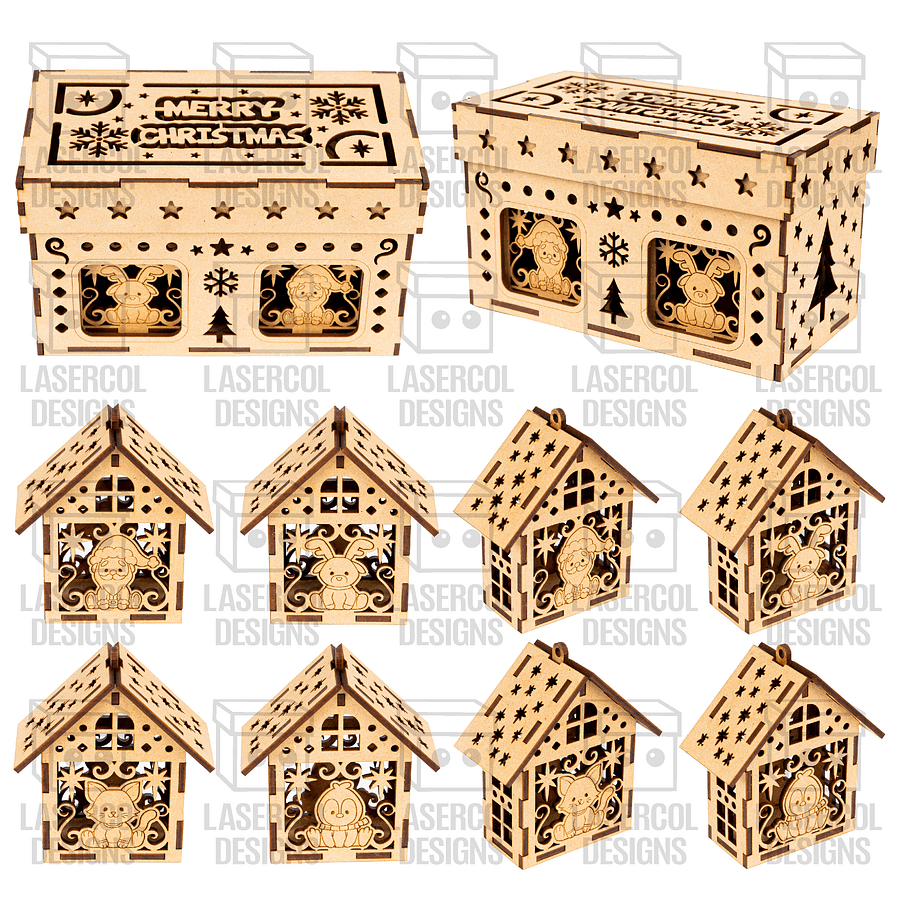 Christmas Ornaments Houses Box Set 1 - Laser Cut Files product image (2)