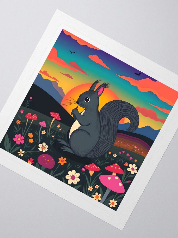 Whimsical Sunset Squirrel Kiss Cut Stickers product image (2)