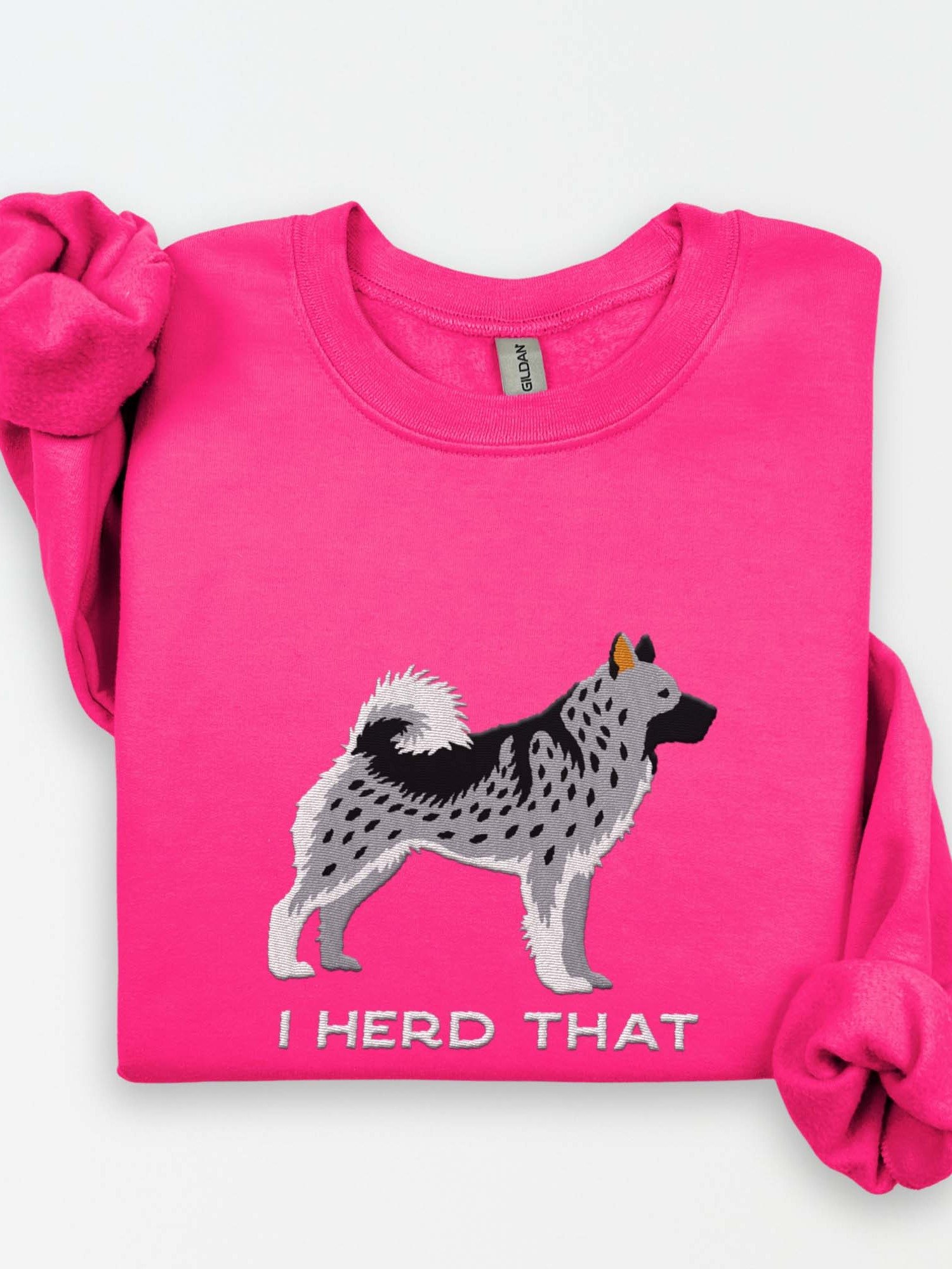 I Herd That Sweatshirt (Embroidered) of a Norwegian Elkhound(Gray) product image (1)