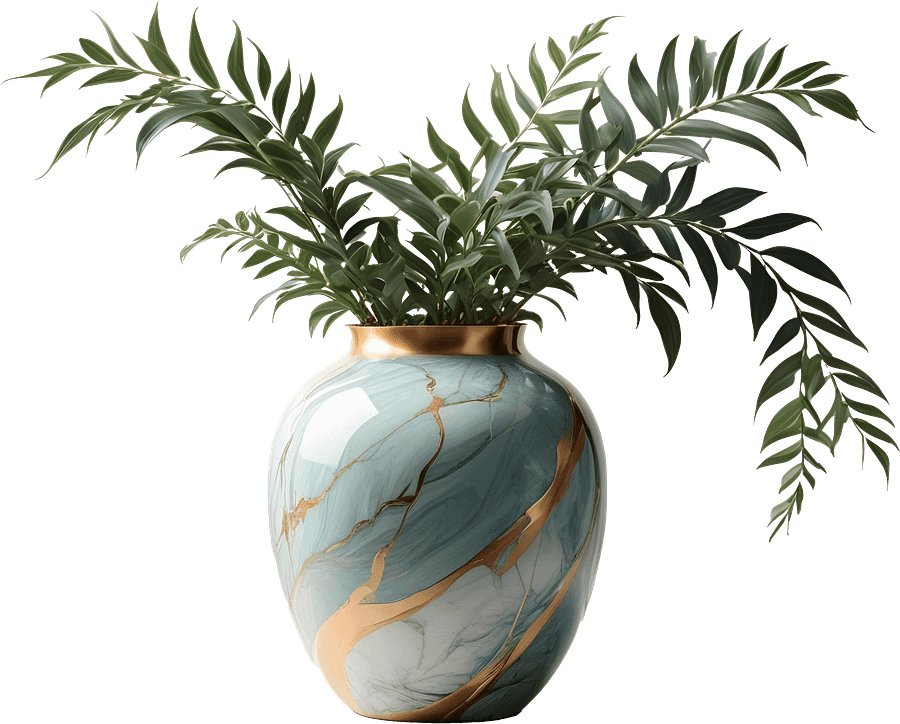 Azure Serenity – Vase Marble Kintsugi Elegance PNG product image (1)