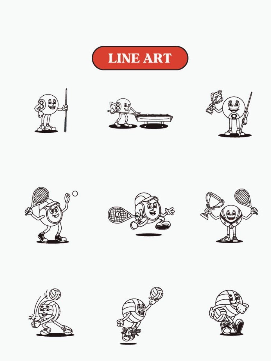 Retro Ball Character Illustration product image (3)