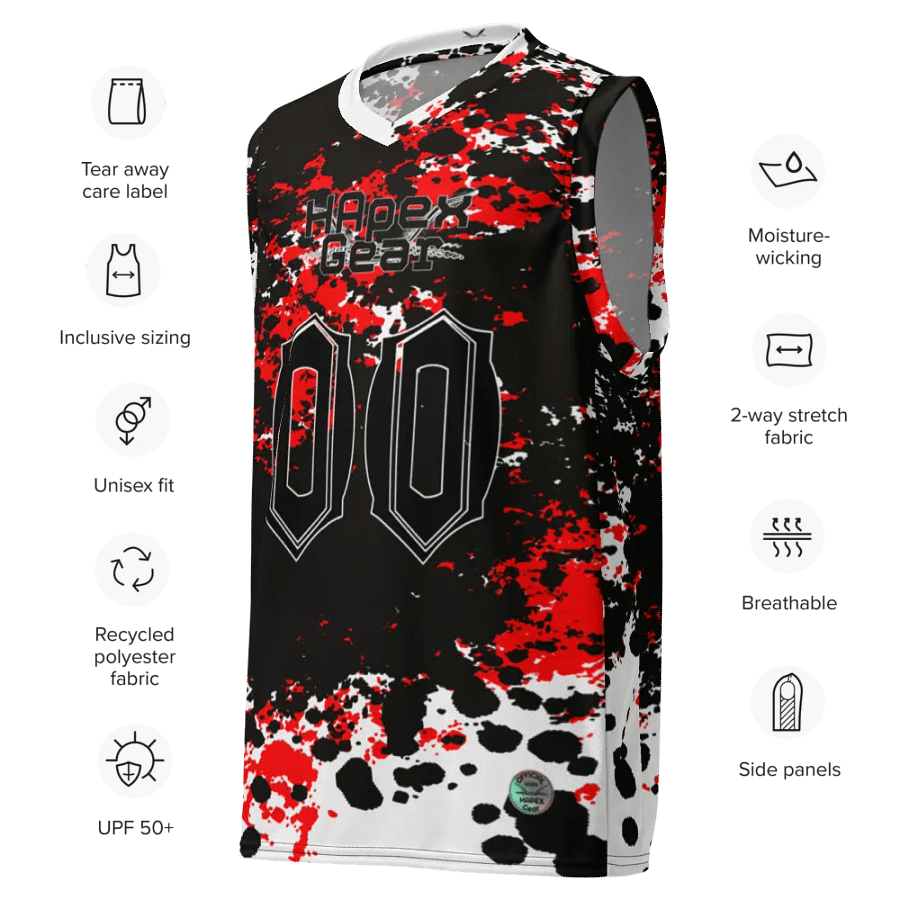 Recycled Unisex Basketball Jersey - Black HApex Gear Black Logo product image (7)