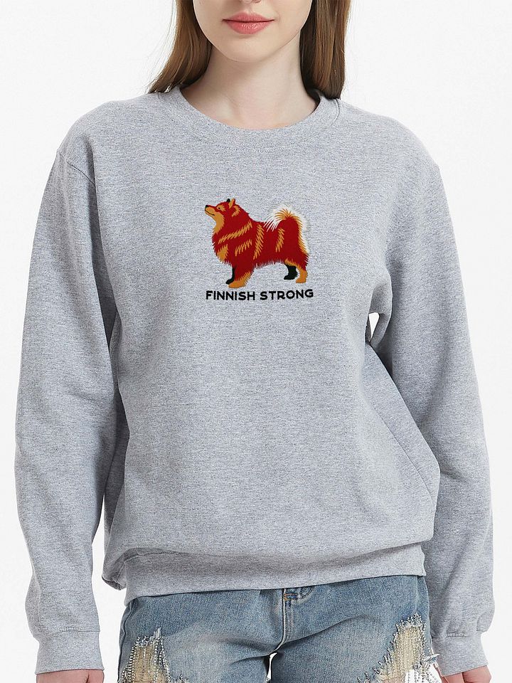 Finnish Strong Sweatshirt (Embroidered) of a Finnish Lapphund(Red) product image (2)