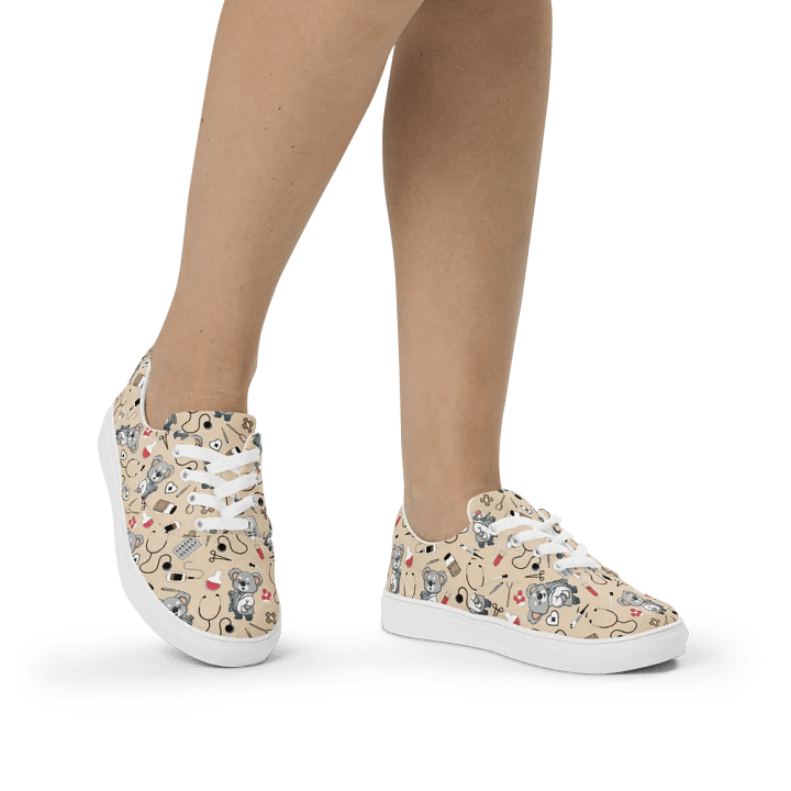 Cute Medical Koala Lace-up Canvas Shoes (Tan) product image (2)