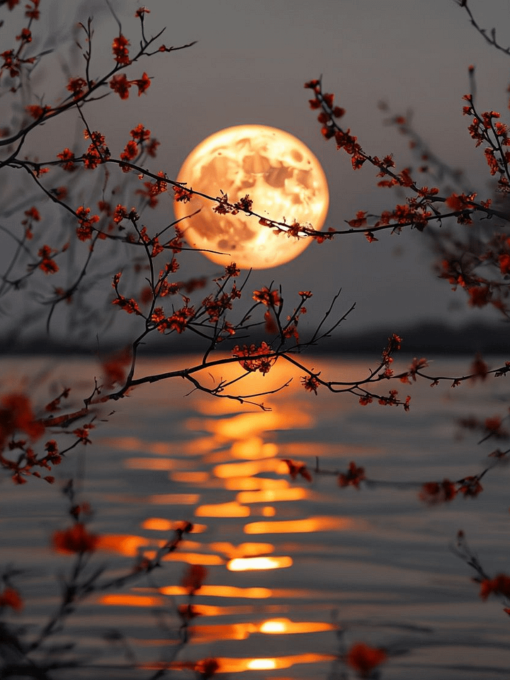 Moonlit Blossom Reflection Framed Poster product image (1)