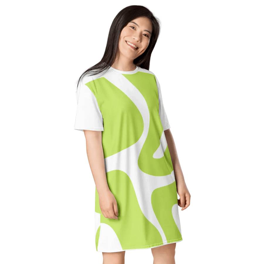 Woman T-Shirt Dress Green Abstract product image (3)