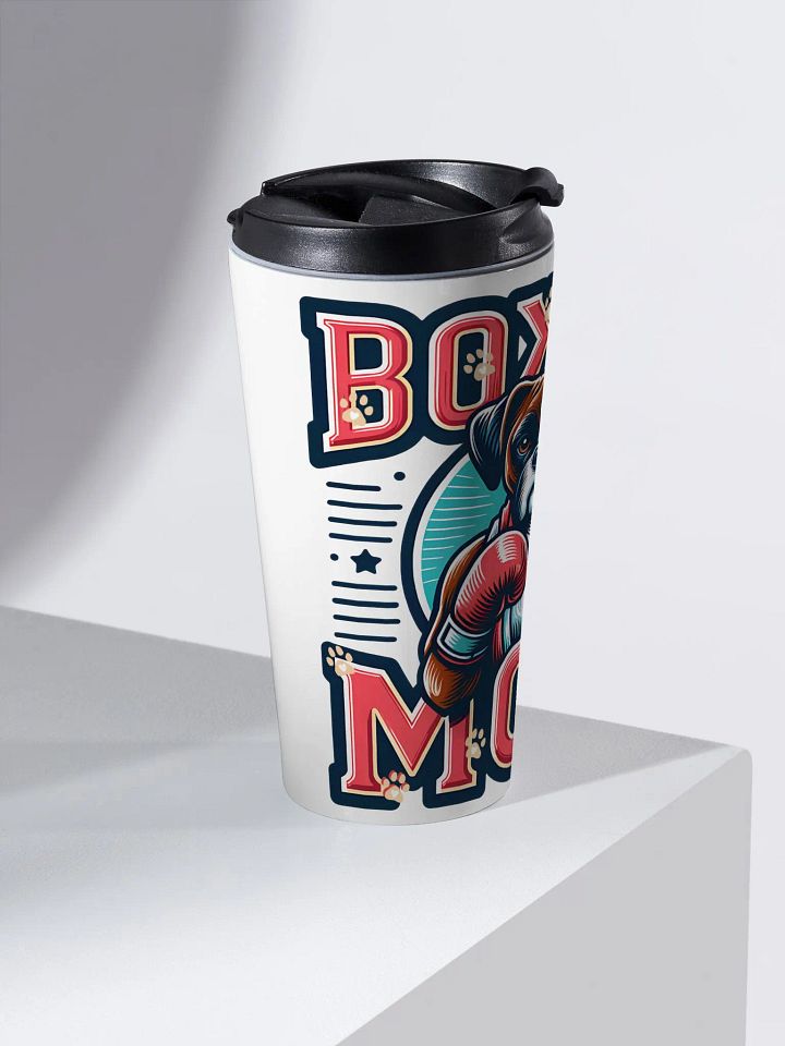 Boxer Mom Stainless Steel Travel Mug: Boxer Dog with Boxing Gloves Design product image (2)