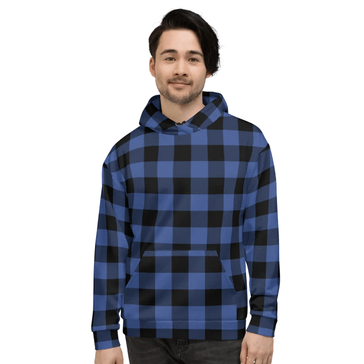 Lapis Blue Buffalo Check Plaid Hoodie product image (2)